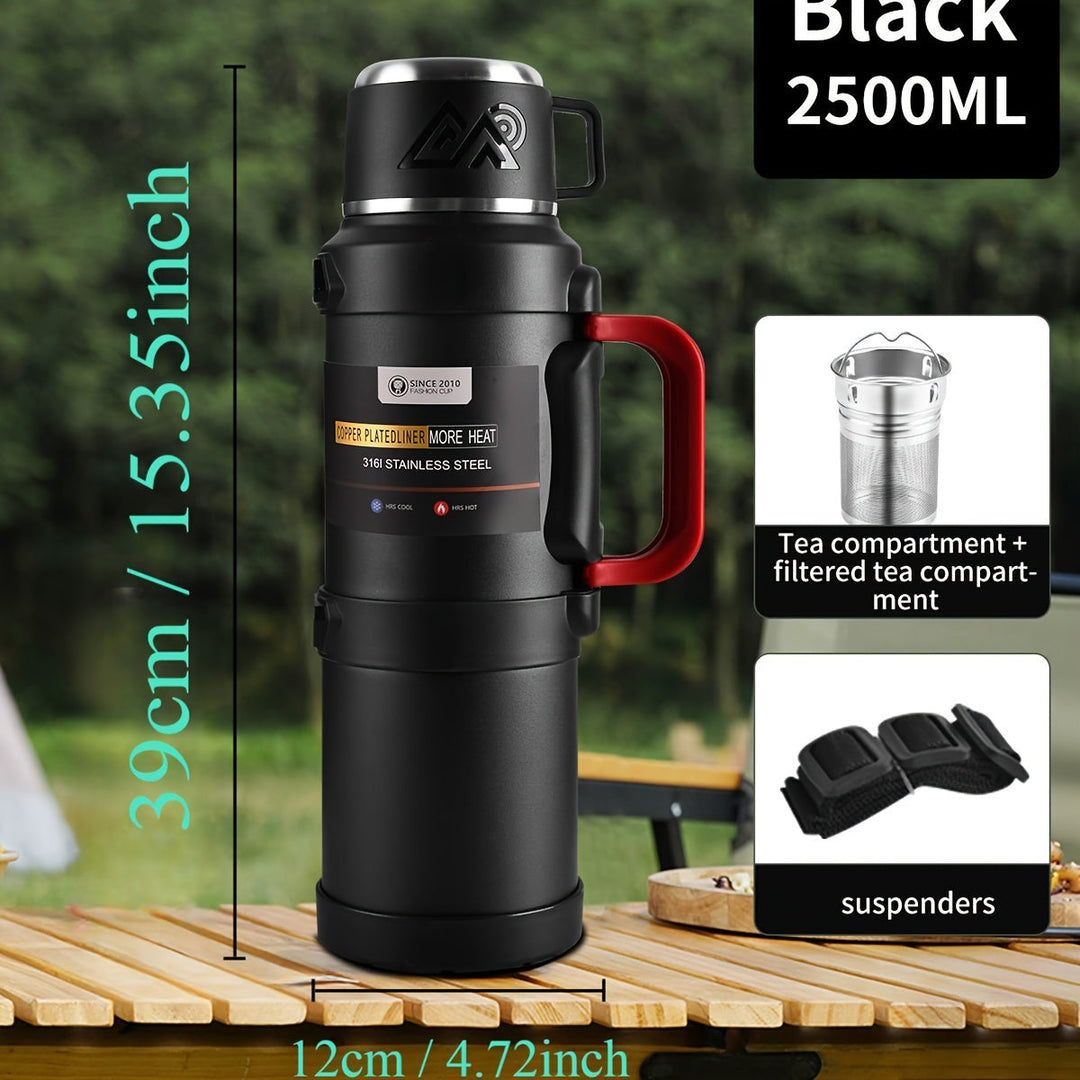 Geïsoleerde drinkfles van RVS, houdt thee/koffie uren warm. Perfect voor onderweg, reizen en sport. Lekvrij.