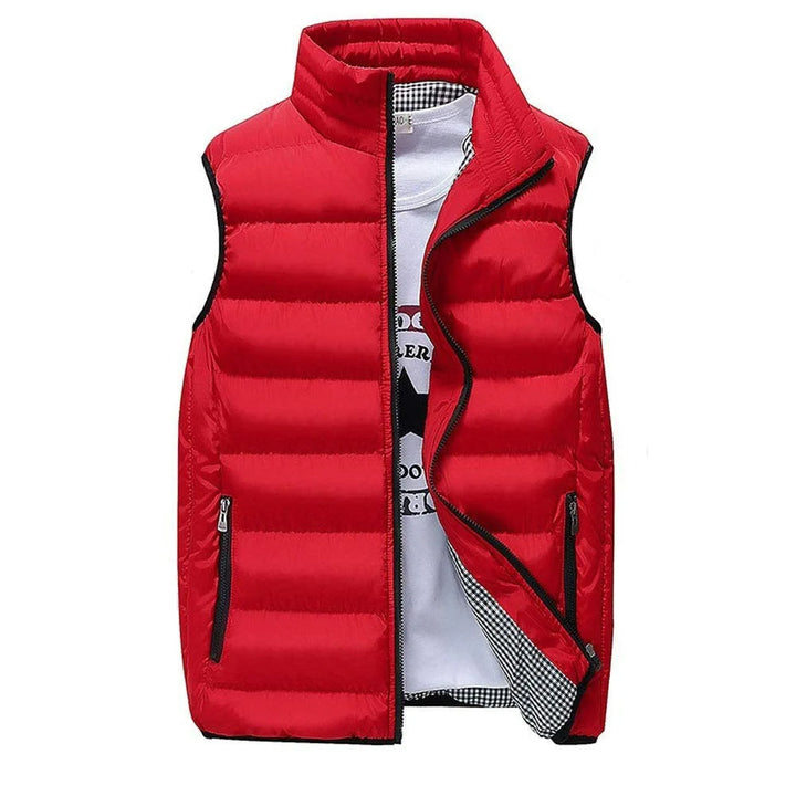 Rode heren bodywarmer, warm en lichtgewicht gewatteerd, ideaal voor de winter.