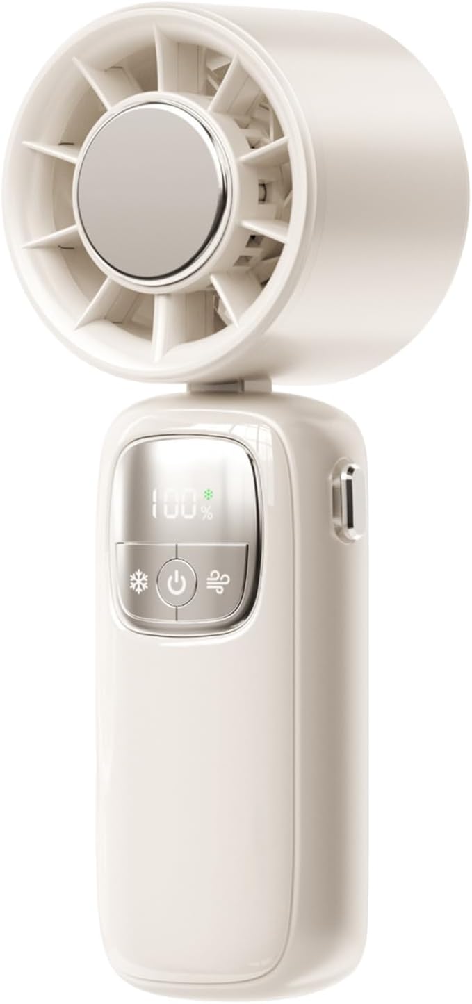Handventilator met geavanceerd LED-scherm. Draagbaar, opvouwbaar en 100 snelheden.