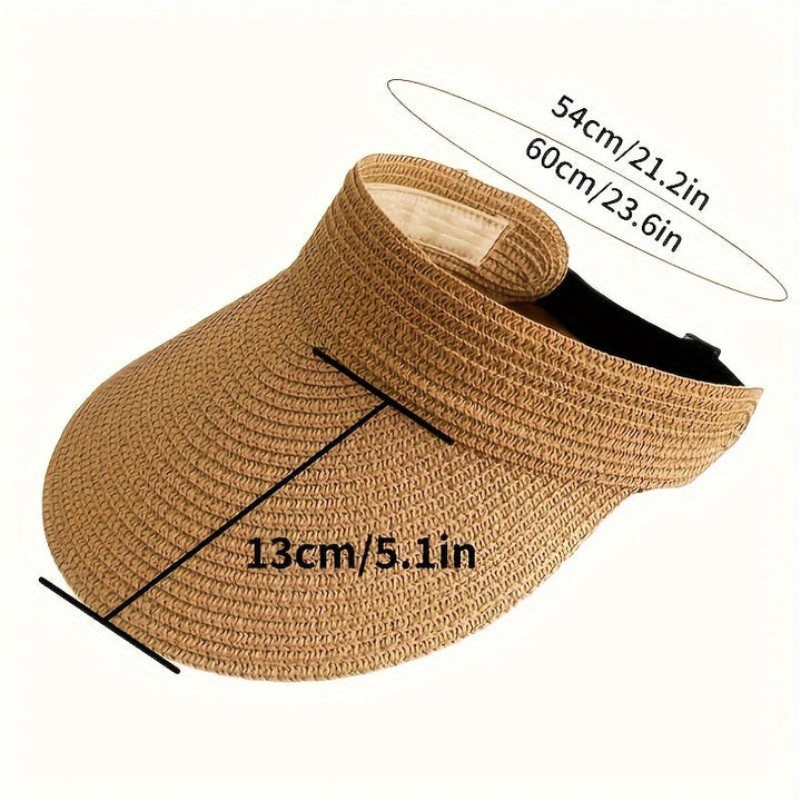 Lichtgewicht zomerhoed voor dames, een opvouwbare zonneklep met brede rand, perfect voor strand en zon.