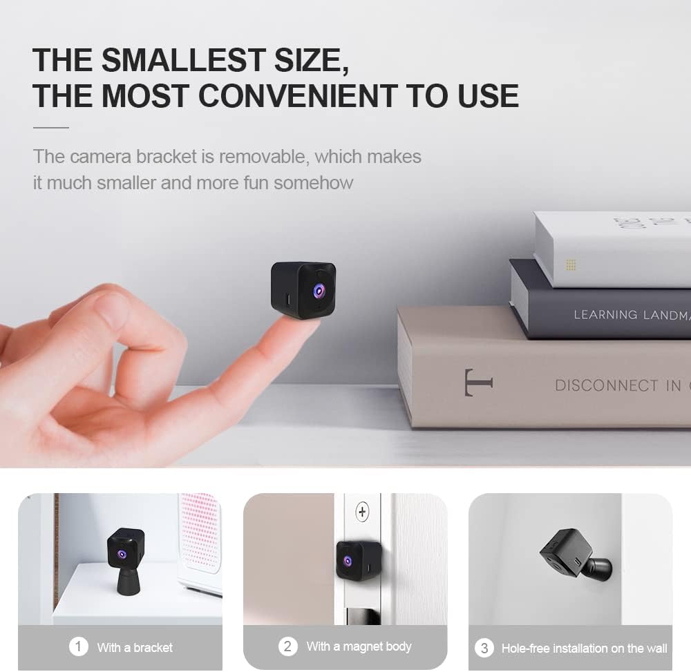 Kleine verborgen wifi mini camera met 4K resolutie en nachtzicht, discreet voor thuisbeveiliging.