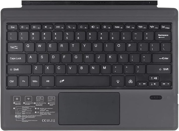 Draadloos Bluetooth toetsenbord met achtergrondverlichting en touchpad voor Microsoft Surface Pro.