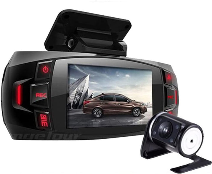 Dashcam met dubbele camera, 2.7" LCD-scherm, 170° groothoek en achteruitkijkcamera voor complete auto-opname.