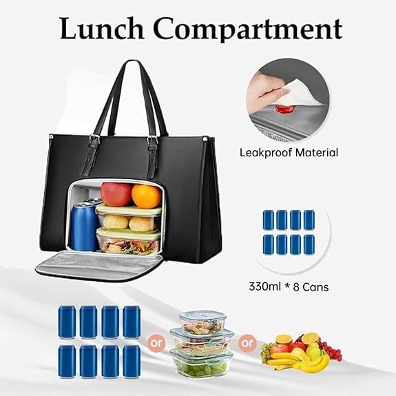 Praktische reistas dames: geïsoleerde lunch organizer, ruim laptopvak en comfortabele handtas.
