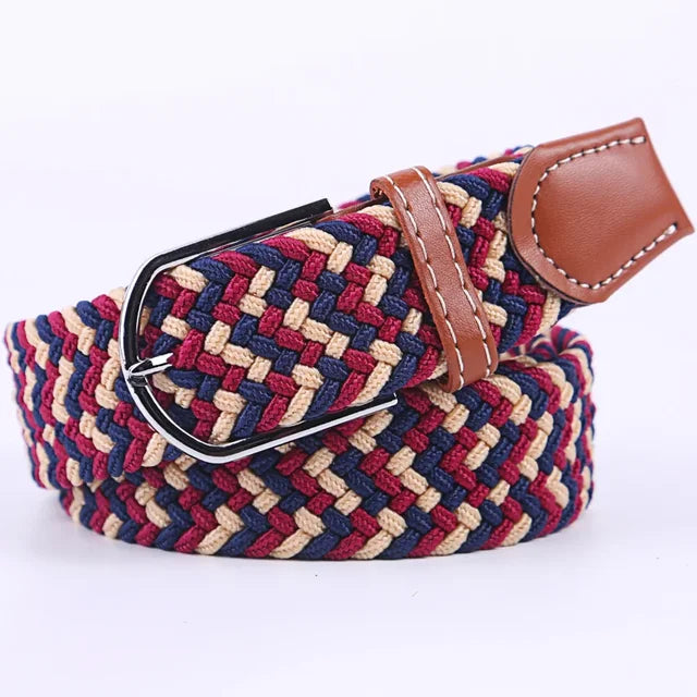 Blauwe unisex elastische riem, imitatieleer, met stevige gesp, voor lange levensduur.