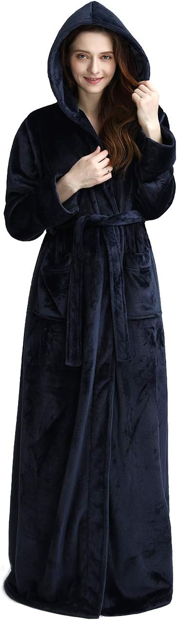Pluizige fleece badjas, unisex model met capuchon, perfect als cadeau.