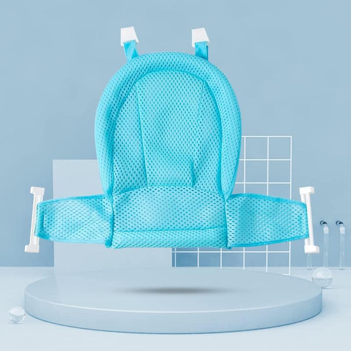 Draagbaar opvouwbaar babybadje met stevig badnet voor peuters; perfect voor reizen en kleine ruimtes.
