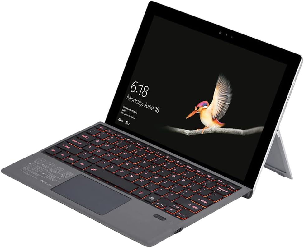 Draagbaar draadloos toetsenbord met achtergrondverlichting en touchpad voor flexibel gebruik met Surface Pro.