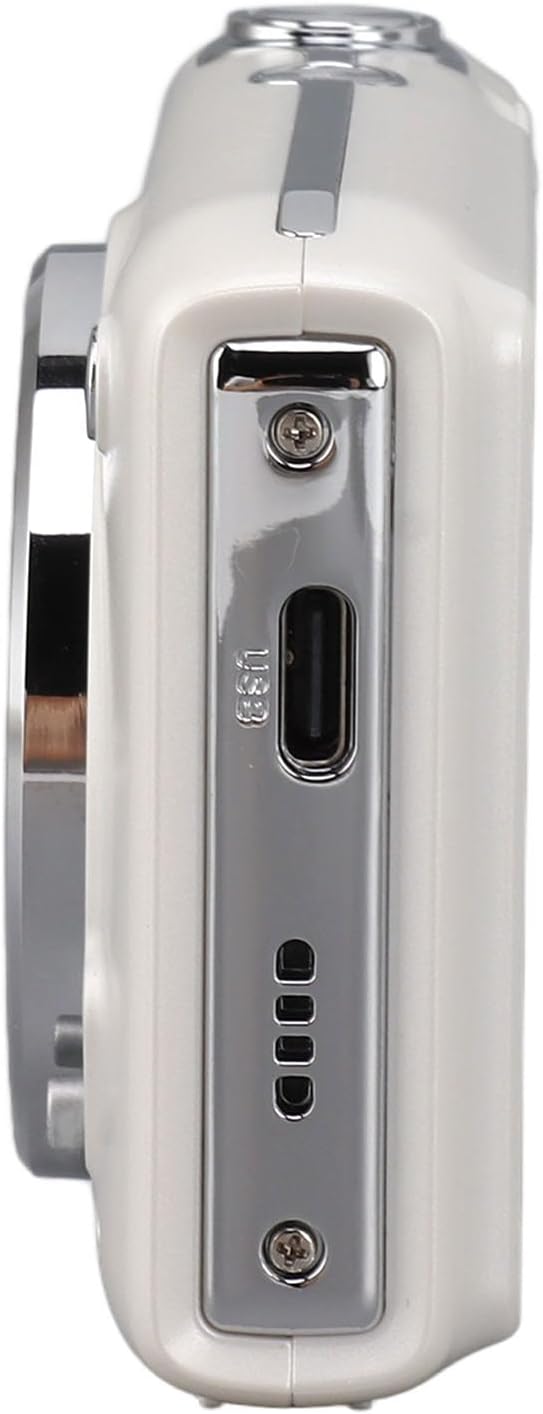 Witte Lumora 4K digitale camera voor studenten, 58MP, 16x zoom, ideaal voor projecten.