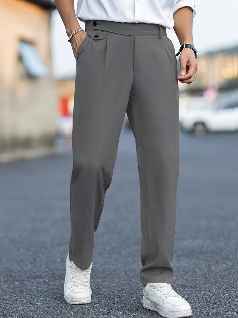 Semi-formele heren pantalon, straight leg, smart casual, voor een verzorgde uitstraling.