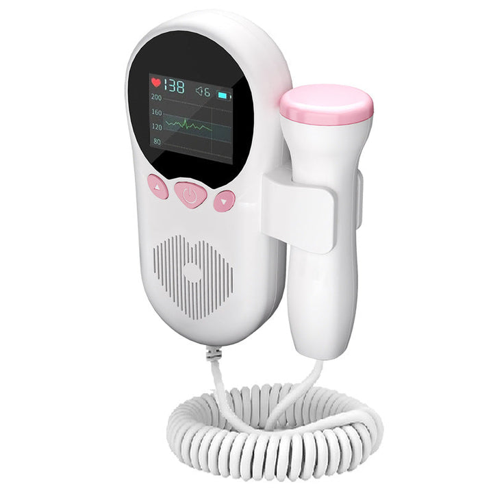 Compacte baby hartslag monitor voor thuisgebruik, toont foetale hartslag, biedt gemoedsrust tijdens zwangerschap.