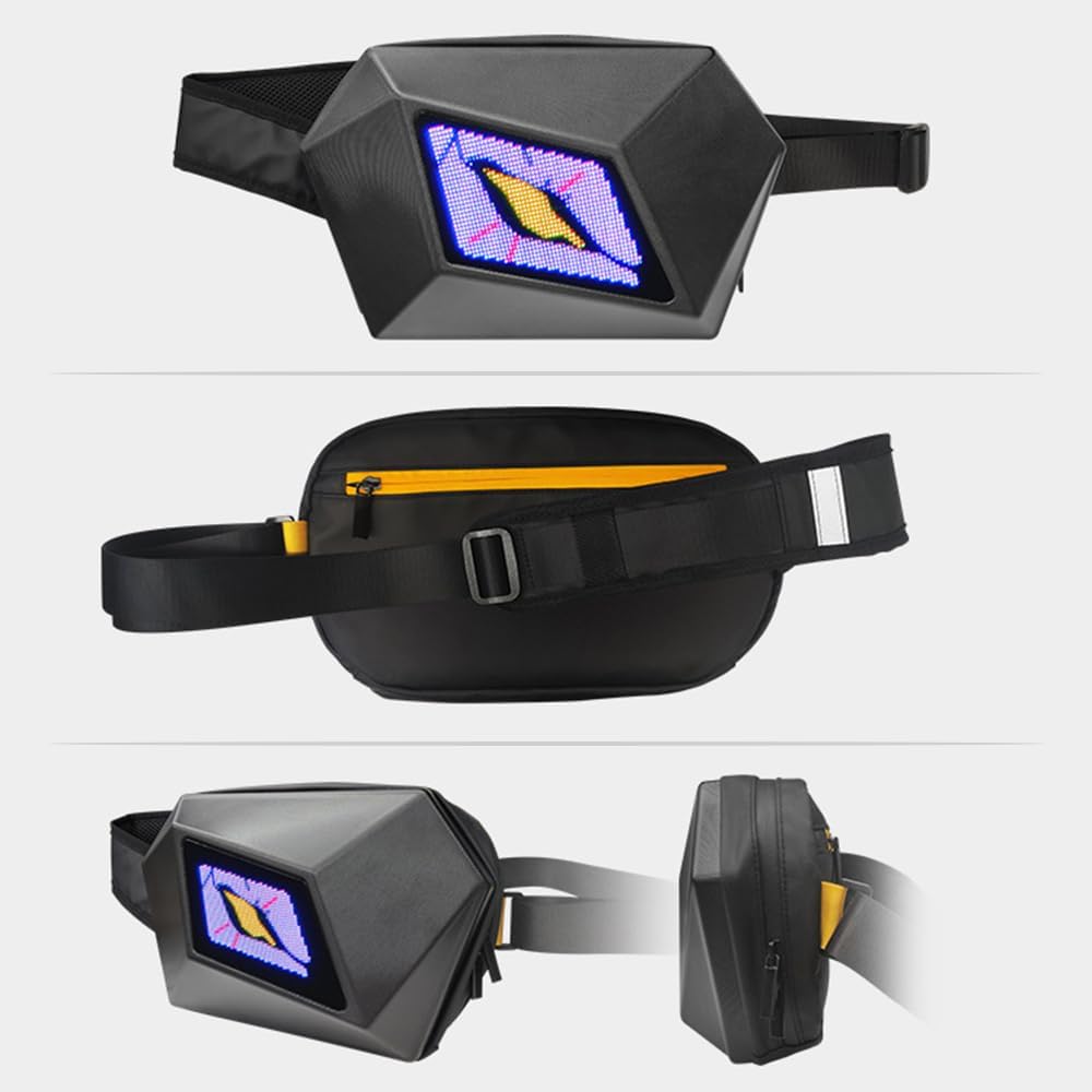 Nexora LED motorfiets tas met programmeerbaar scherm. Waterdichte unisex crossbody tas voor motorrijders.