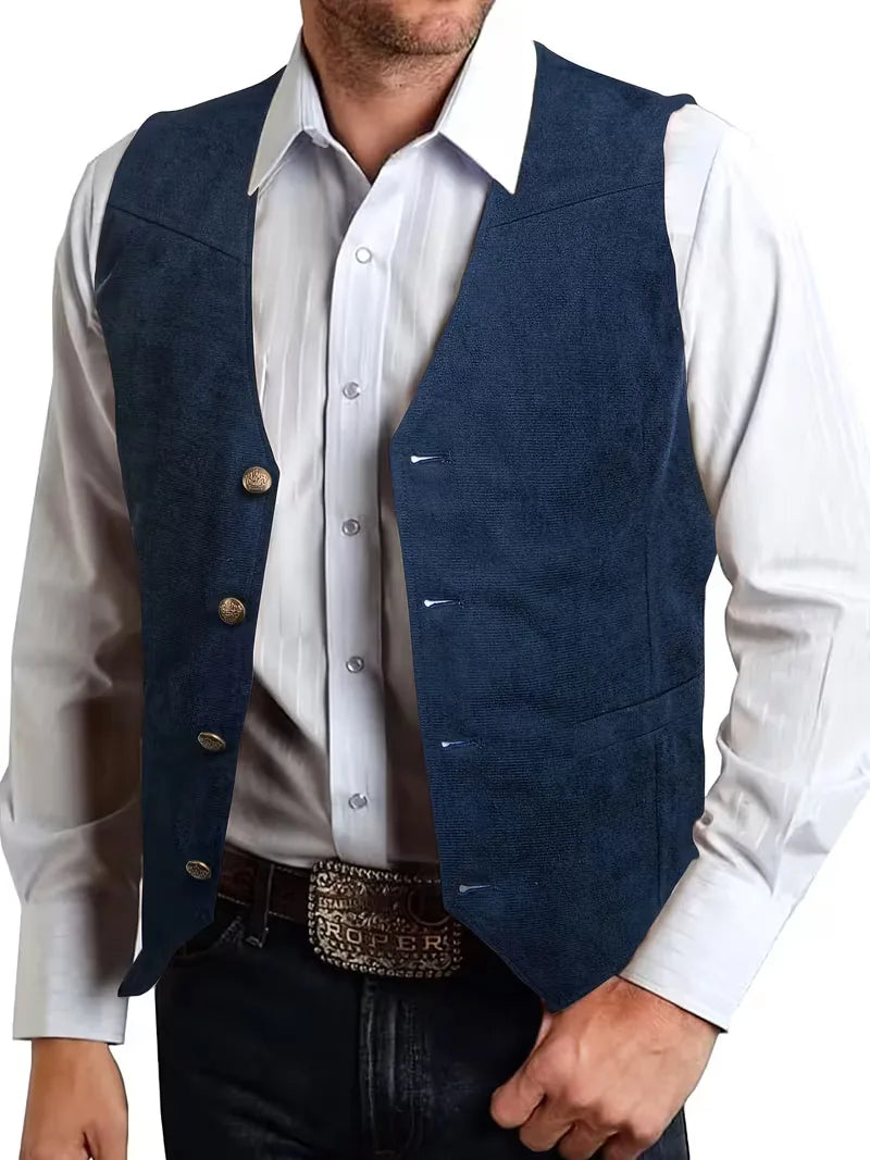 Chique heren gilet met V-hals en knopen, voor speciale en formele gelegenheden.