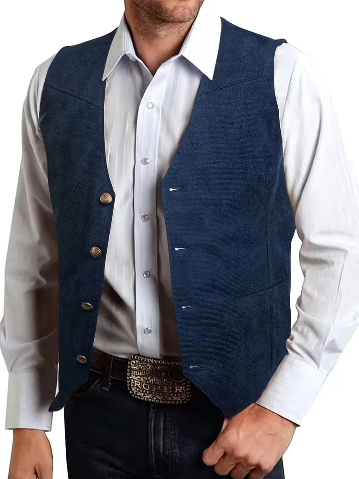 Chique heren gilet met V-hals en knopen, voor speciale en formele gelegenheden.