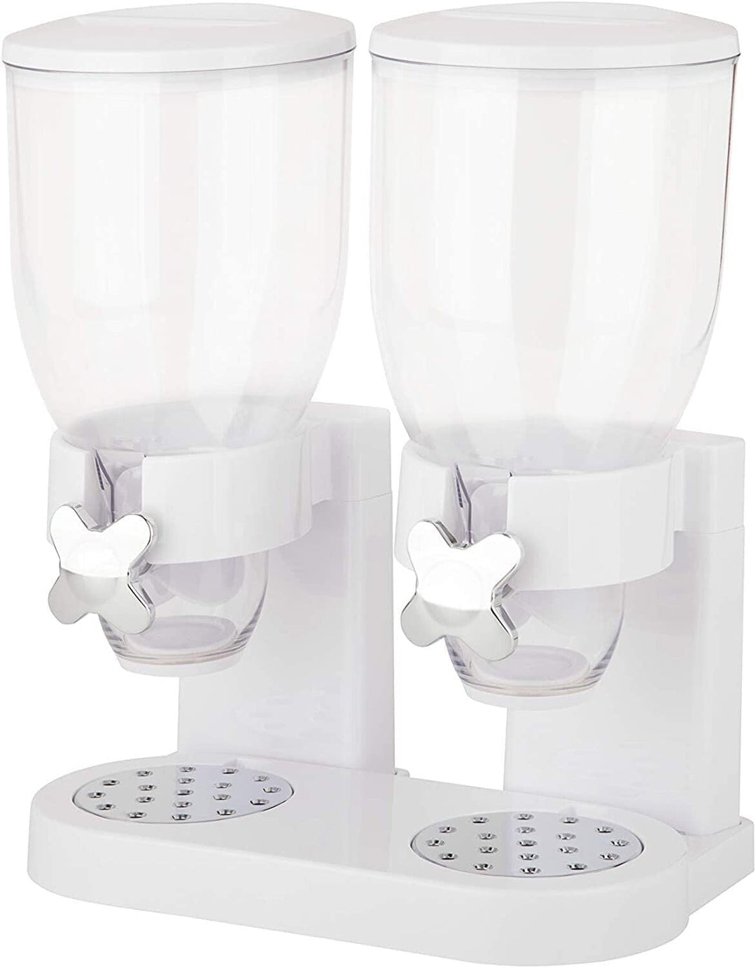 Dubbele ontbijtgranen dispenser van acryl voor gecontroleerde porties en langdurige versheid.