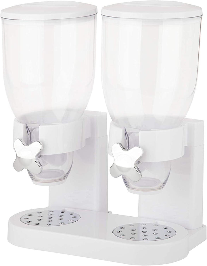 Dubbele ontbijtgranen dispenser van acryl voor gecontroleerde porties en langdurige versheid.