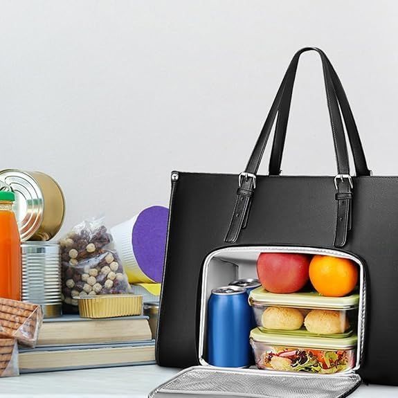 Dames geïsoleerde lunchtas met laptopvak voor dagelijks gebruik op kantoor of werk.