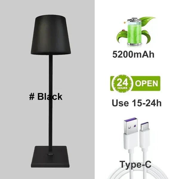 Stijlvolle aluminium tafellamp met dimbare LED verlichting, ideaal voor elke kamer en sfeer.