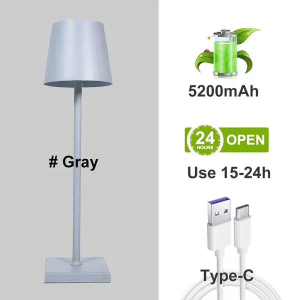 Compacte draagbare LED lamp, dimbaar en draadloos, uitstekende aanvulling op woondecoratie.