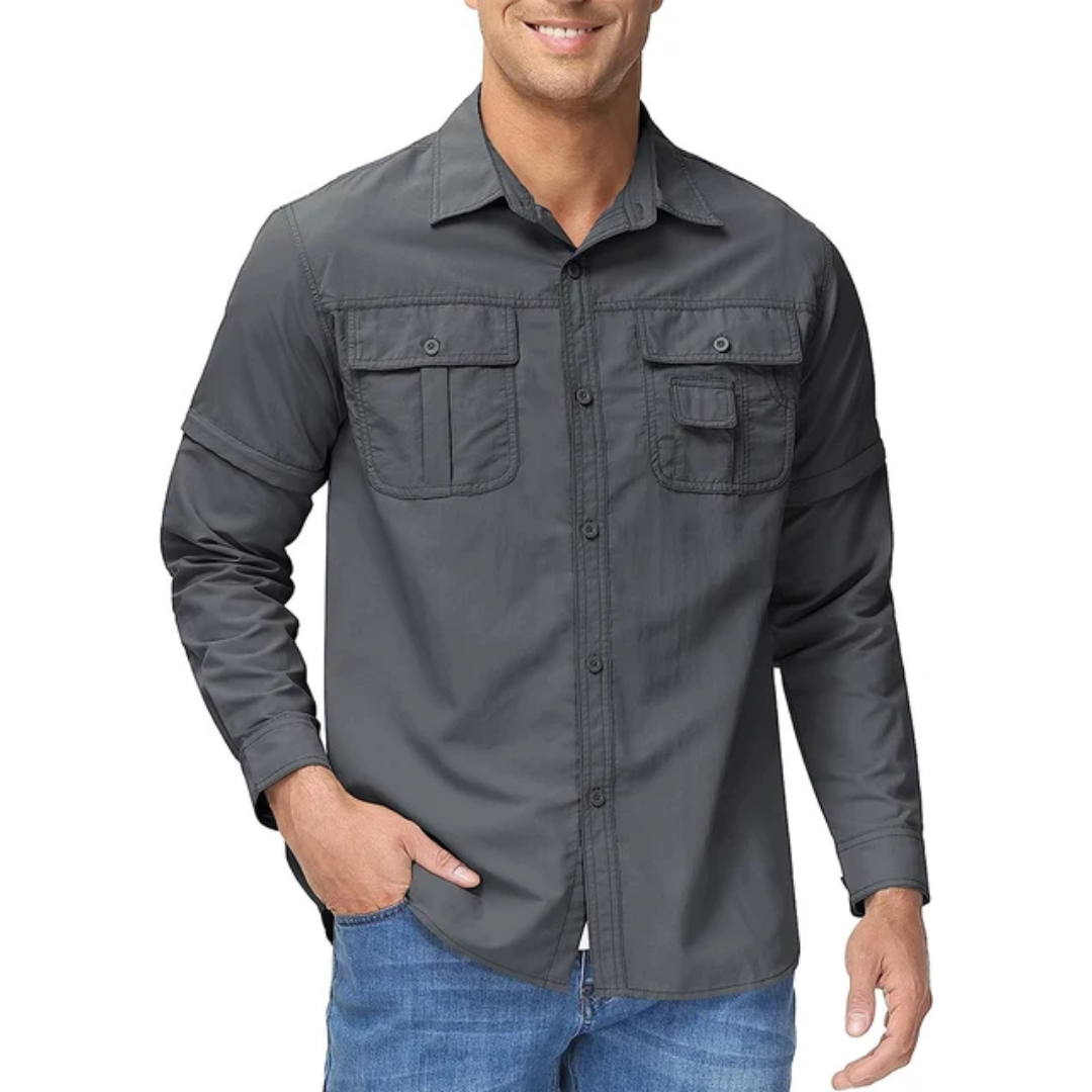 Comfortabel heren outdoor shirt Arvo, afritsbare mouwen voor aanpasbaarheid bij wisselend weer.
