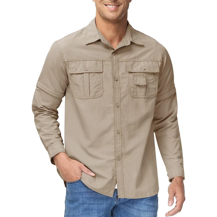 Functioneel heren wandel shirt Arvo, afritsbare mouwen voor flexibiliteit tijdens buitenactiviteiten.