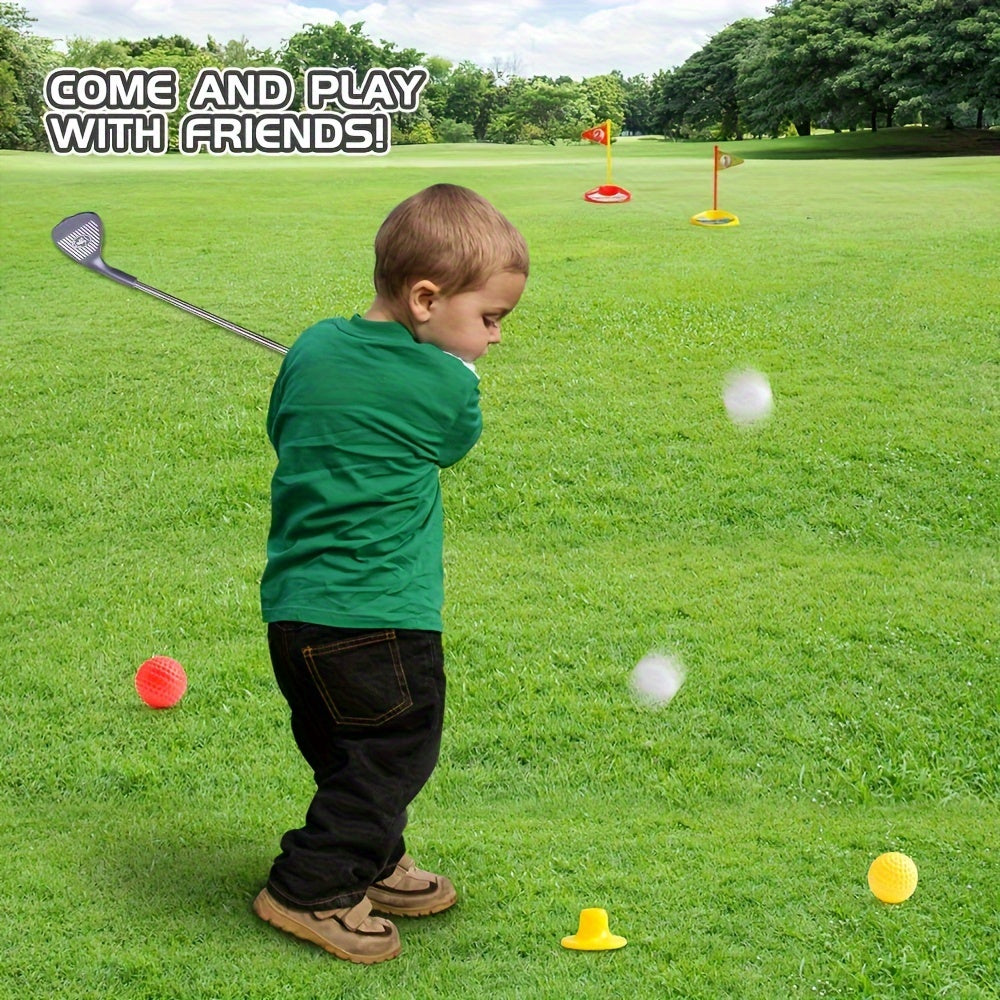 Complete kindergolfset met doelen, ideaal voor buitenspelen én binnenspelen, stimuleert kindersport.