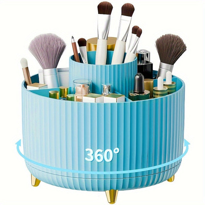 Transparante acryl draai-organizer voor overzichtelijke skincare en make-up opslag.