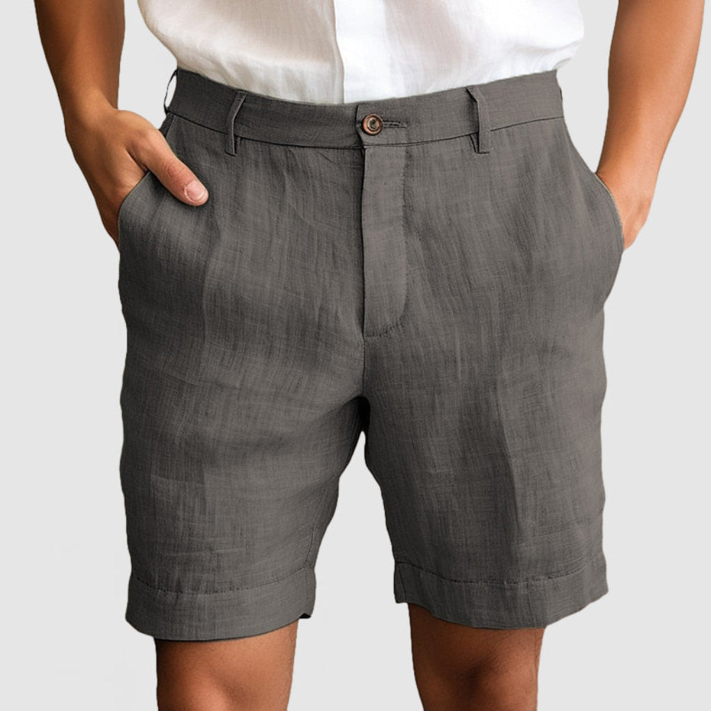Comfortabele ademende herenshorts voor strand en reizen. Verkrijgbaar in Khaki, Groen en Donkergrijs.