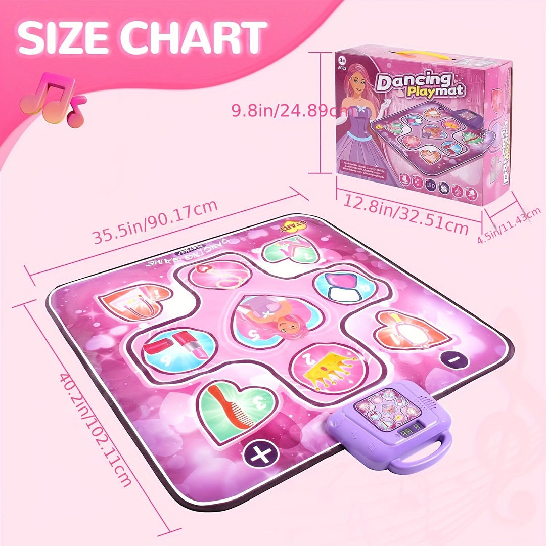 Grote roze dansmat voor kinderen, ideaal voor schermvrij interactief dansplezier; stimuleert beweging en ritme.