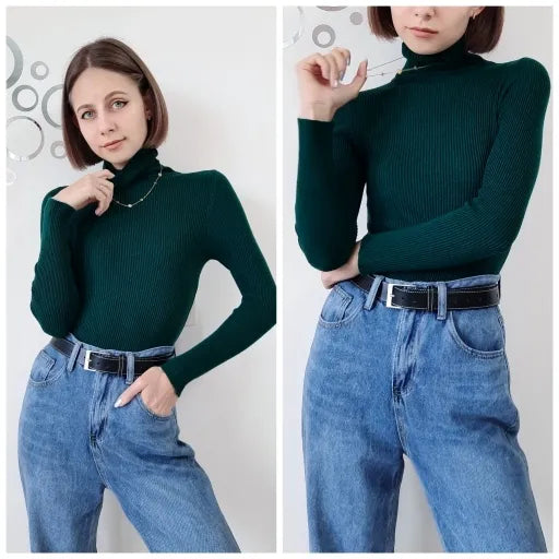 Effen casual gebreide dames coltrui. Ideaal voor herfst- en winterkleding.
