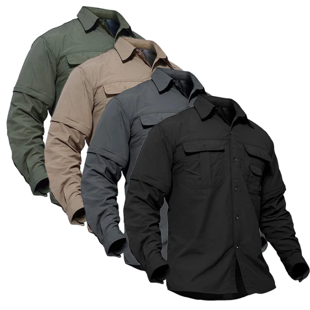 Heren Arvo afritsbaar outdoor shirt, flexibel wandel shirt voor avontuurlijke buitenactiviteiten.
