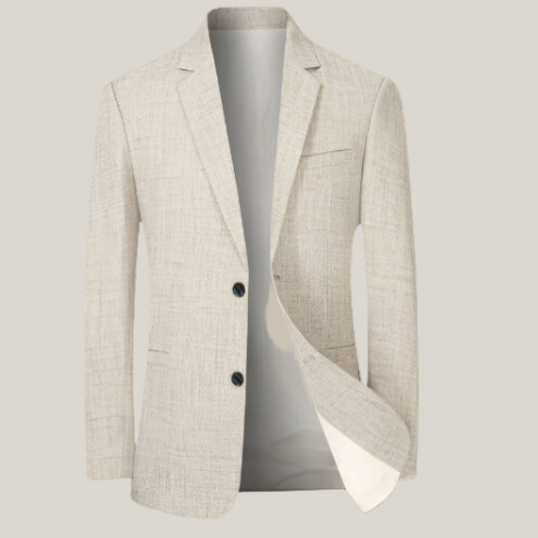 Blauwe slim-fit heren blazer. Italiaanse stijl colbert, ideaal voor een zakelijke of formele look. Elegant.