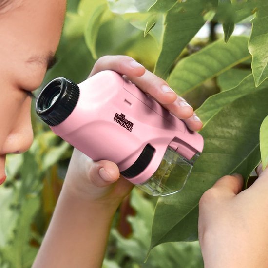Witte draagbare microscoop voor kinderen (60x-120x) stimuleert wetenschappelijk ontdekken. Perfect educatief speelgoed.