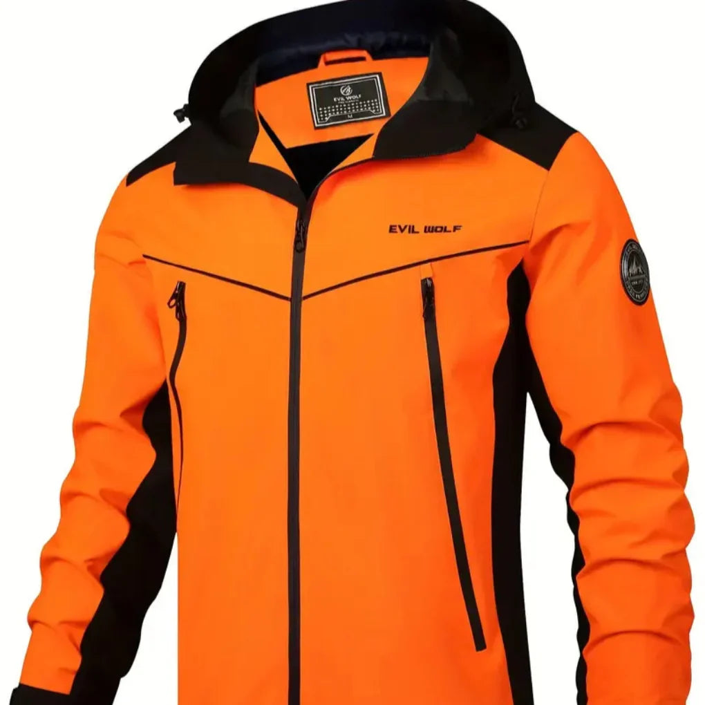 Heren waterafstotende outdoorjas, reflecterend en winddicht, ideaal voor wandelen en fietsen in lente/herfst.
