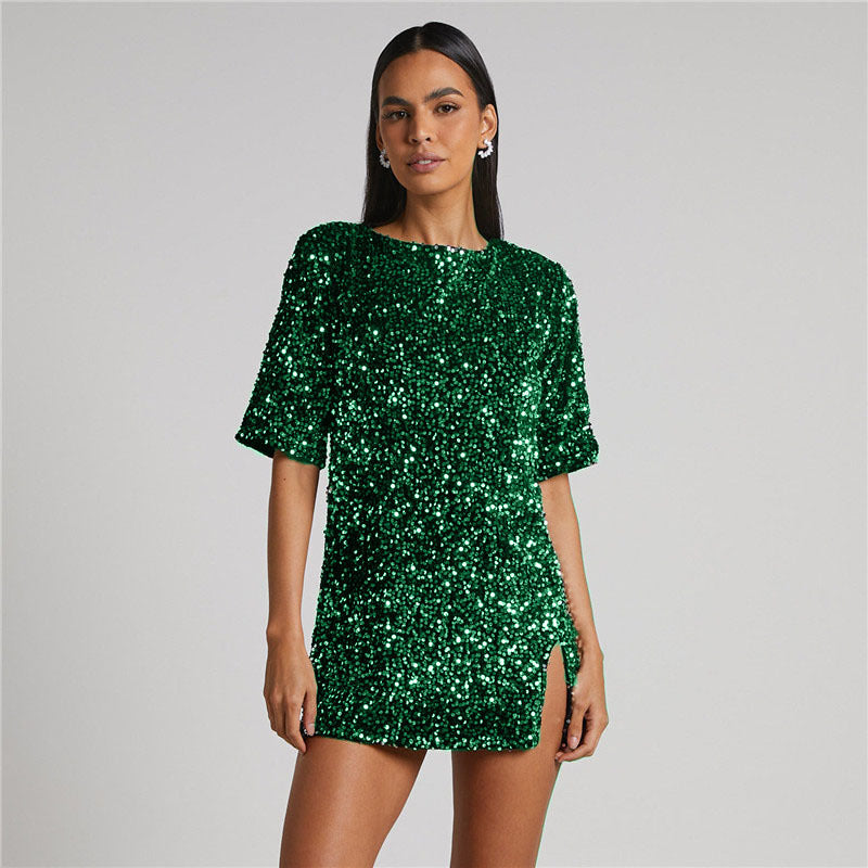 Feestelijke glitterjurk voor dames, uitstekend voor kerst, oud en nieuw of een glamoureuze avond. [[lstfy-media:4]]
