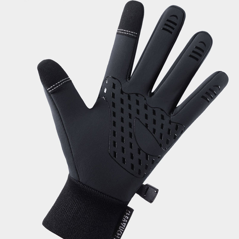 Zwarte verwarmbare winterhandschoenen voor skiën en wandelen, waterdicht, winddicht en met uitstekende grip.