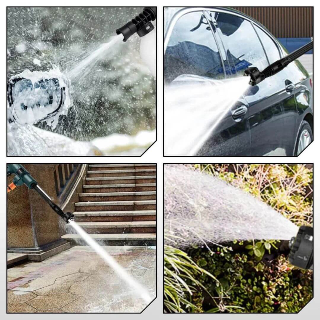 HydroSwift draadloze hogedrukreiniger voor veelzijdige schoonmaak van auto, tuin, terras en fiets.