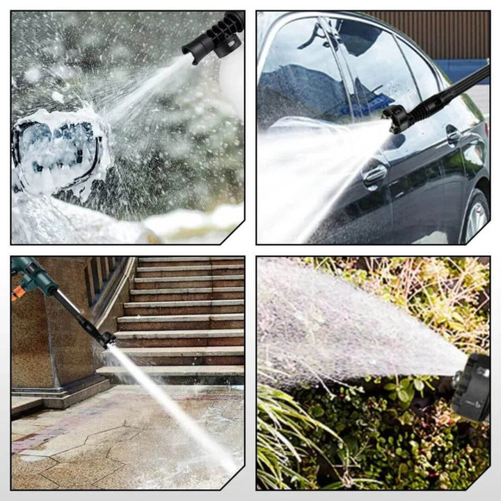 HydroSwift draadloze hogedrukreiniger voor veelzijdige schoonmaak van auto, tuin, terras en fiets.
