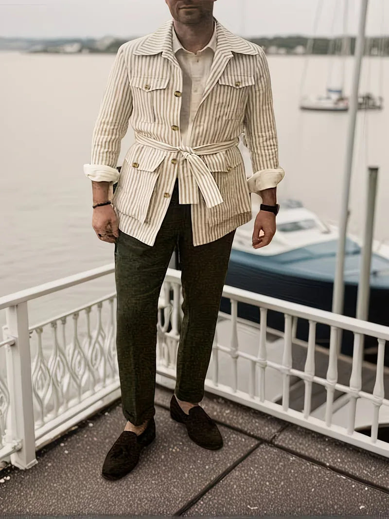 Comfortabel slim fit overhemd met lange mouwen, gestreept patroon voor heren.