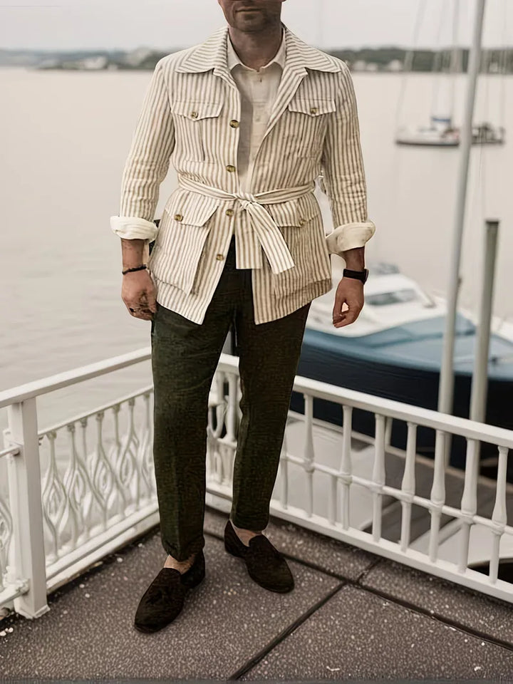 Comfortabel slim fit overhemd met lange mouwen, gestreept patroon voor heren.