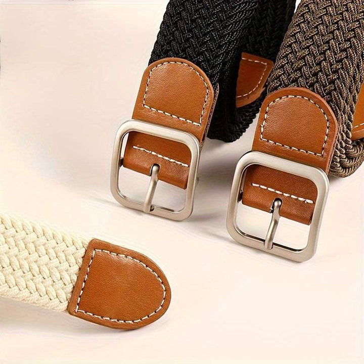 Comfortabele elastische gevlochten riem in zwart, onmisbaar accessoire voor dagelijks gebruik.