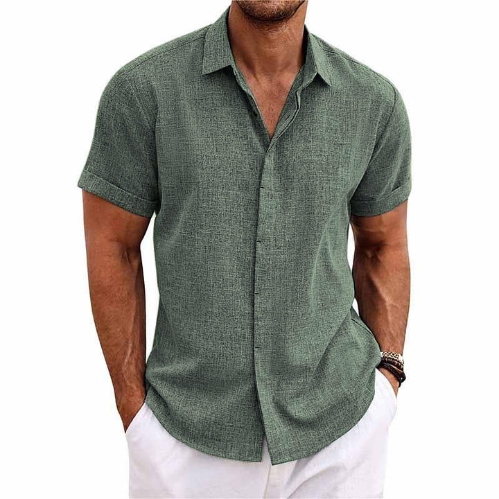 Heren shirt met korte mouwen, casual model met reverskraag, veelzijdig en comfortabel.
