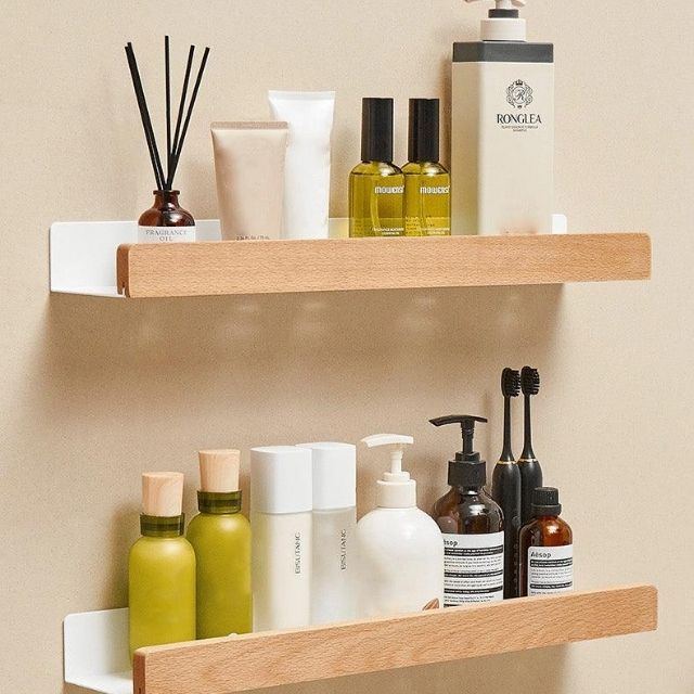 Praktische houten toiletplank van massief hout, geen boren. Ideaal voor kleine badkamers, meer ruimte.