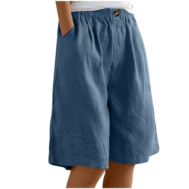 Vakantieklare dames short, hoge taille, losvallende pasvorm. Comfortabel katoen linnen voor ontspanning.