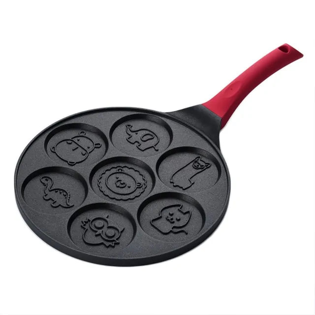 Creatieve pannenkoekenpan met leuke dierenmotieven, antiaanbak. Ideaal voor kinderontbijtjes en bakplezier.