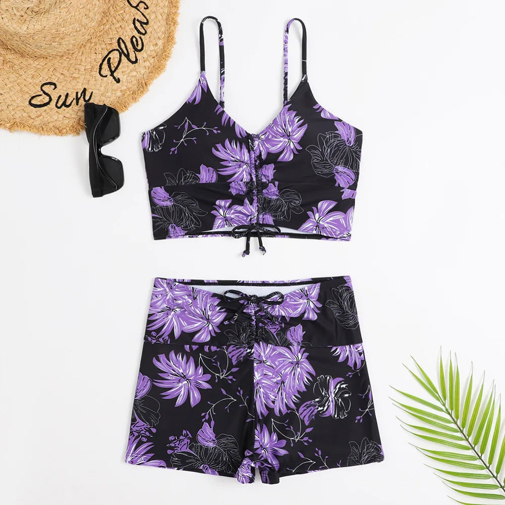 Nieuwe collectie dames bloemenprint bikini, hoge taille zwemkleding voor comfort en stijl in de zomer.