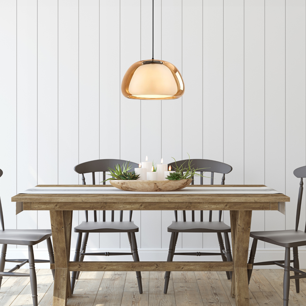 Luxe glazen koepel hanglamp. Modern design voor woonkamer of eetkamer. Verstelbare verlichting die bij elk interieur past.