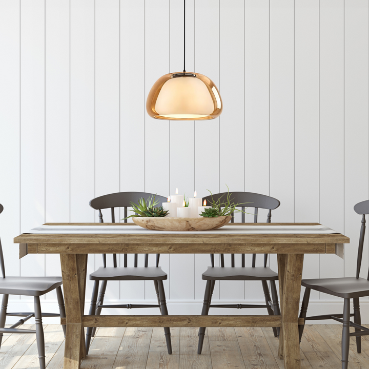 Luxe glazen koepel hanglamp. Modern design voor woonkamer of eetkamer. Verstelbare verlichting die bij elk interieur past.