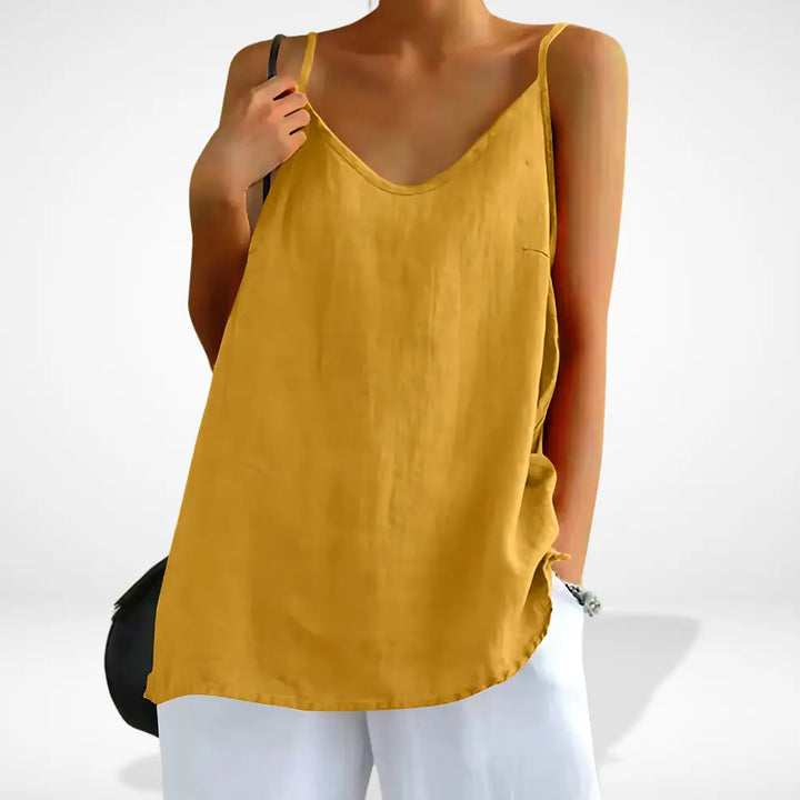 Dames luchtige zomer top met spaghettibandjes voor een comfortabele, casual look.