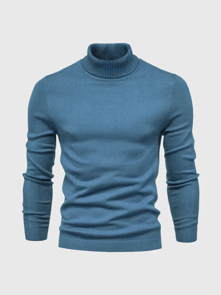 Witte comfortabele katoenen heren coltrui, ideaal voor een casual winterlook.